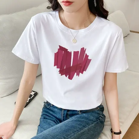 2022年新款夏装白色T恤女短袖宽松纯棉休闲半袖春秋薄款打底上衣商品大图