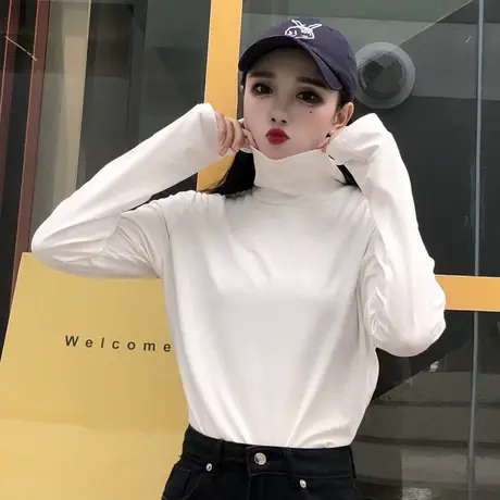 2023春秋装新款秋冬内搭打底衫女装可外穿堆堆领高领cec长袖t恤潮商品大图