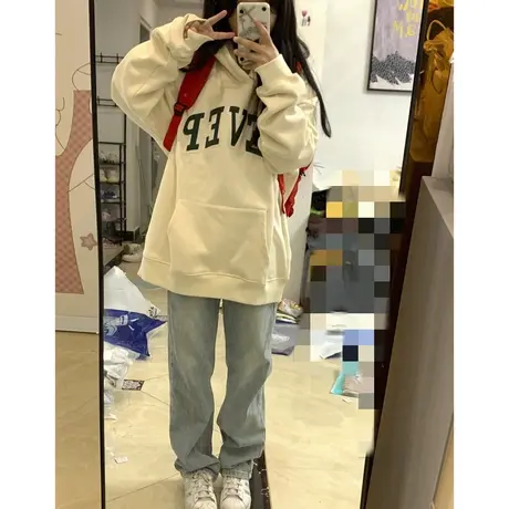 vintage古着卫衣女秋冬大码宽松连帽美式复古oversize潮外套上衣商品大图