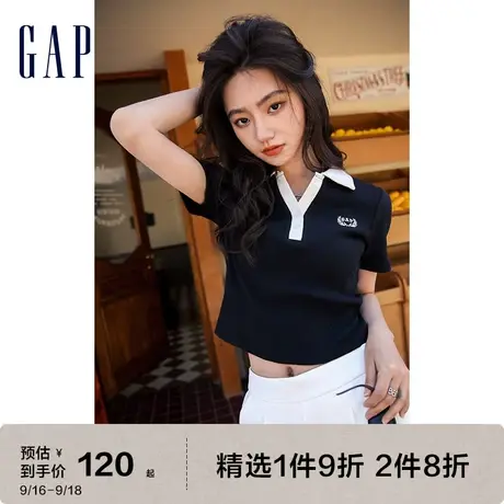 【女友T】Gap女装夏季新款纯棉学院风罗纹针织短袖547248正肩T恤图片