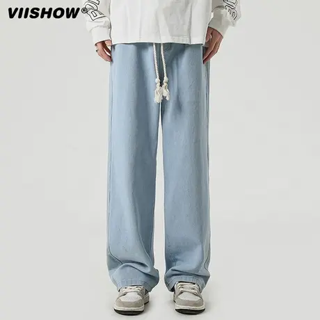 VIISHOW牛仔裤男春秋款宽松直筒阔腿秋季2023年新款潮牌休闲长裤商品大图