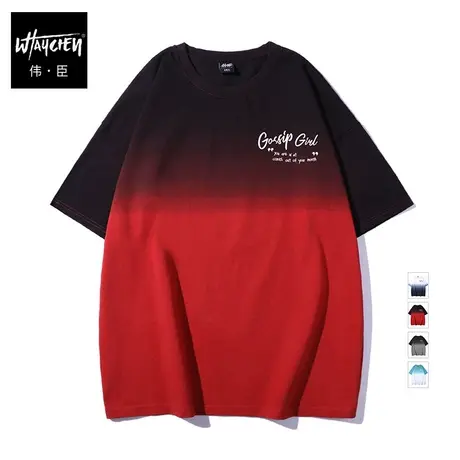 伟臣潮牌大码夏装男士短袖T恤胖子加肥加大吊染宽松纯棉肥佬体恤商品大图