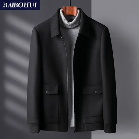 秋冬季加厚修身时尚休闲羊毛外套男士新款商务百搭潮流呢子夹克男商品大图