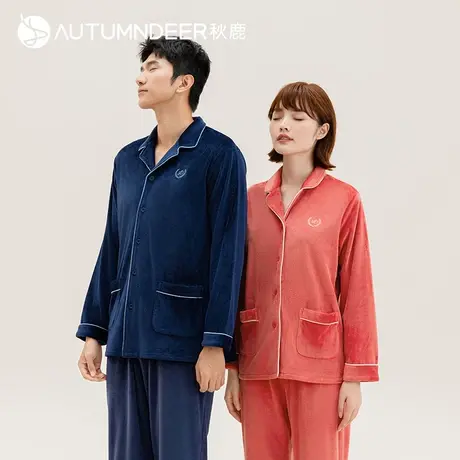 秋鹿冬季海岛绒男士家居服女款情侣加厚加绒毛绒珊瑚绒睡衣女冬款图片