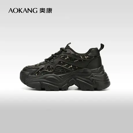 【门店发货】奥康女鞋春季休闲运动鞋厚底增高老爹鞋舒适商品大图