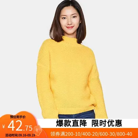 艾格2023春季新品休闲时尚高领纯色宽松长袖休闲针织衫Y227商品大图