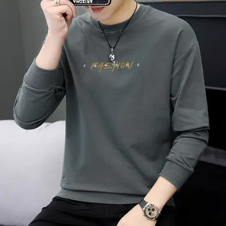 灰色卫衣男秋冬款宽松长袖无帽衫2023新款潮牌潮流套头上衣服男生商品大图