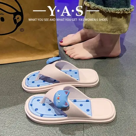 夏季肥喵潮流平跟沙滩人字拖女平底滑女韩版凉拖鞋厚底家居拖鞋潮图片