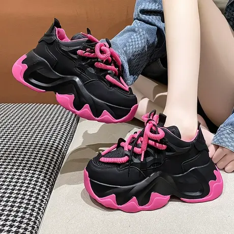 老爹鞋女秋季2024新款小个子厚底松糕鞋子高跟百搭增高休闲运动鞋商品大图