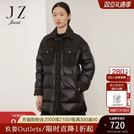 JUZUI玖姿奥莱冬季新款黑色小香风气质保暖面包服女羽绒服外套商品大图