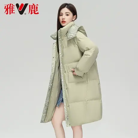 【李艾严选】雅鹿羽绒服女中长款2022冬季新款宽松保暖连帽外套商品大图