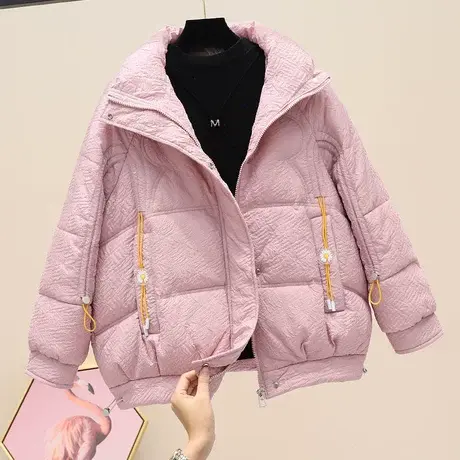 立领短款轻薄羽绒棉服女冬季2023新宽松加厚保暖面包服棉衣外套潮图片