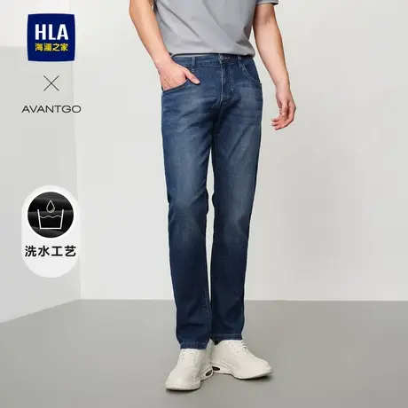 HLA/海澜之家轻商务经典系列牛仔裤24春夏新中腰直筒五袋款裤子男图片