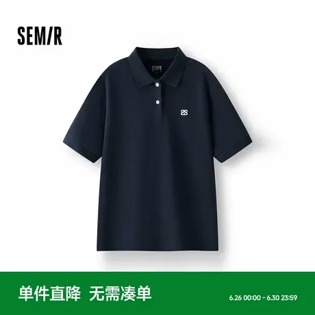 [商场同款]森马POLO衫女宽松潮流简约2025夏季新款刺绣套头衫百搭商品大图
