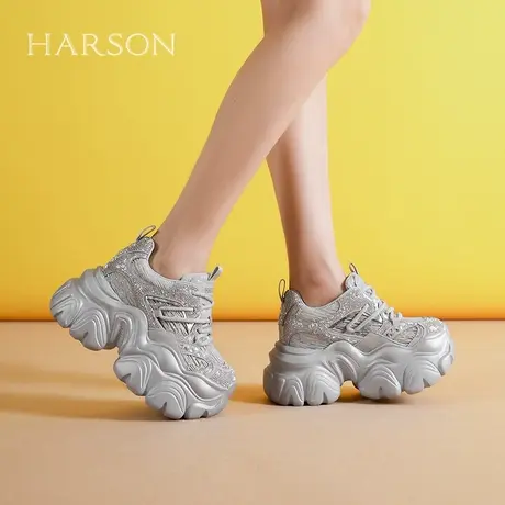 哈森厚底增高老爹鞋女2025春季新款百搭时尚休闲旅游鞋HWCS250131商品大图