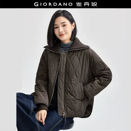 佐丹奴小香风外套女新款保暖棉服时尚宽松翻领棉衣夹克女18374216商品大图