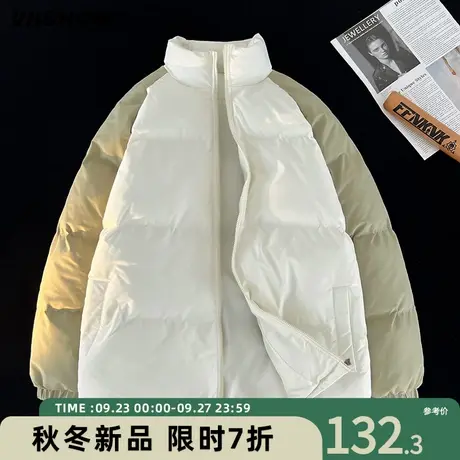 VIISHOW撞色插肩袖棉衣外套男冬季加厚棉袄美式立领潮牌宽松棉服商品大图