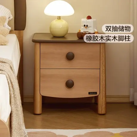全友家居北欧原木风儿童床头柜小户型卧室儿童房床边小型实木脚柜商品大图