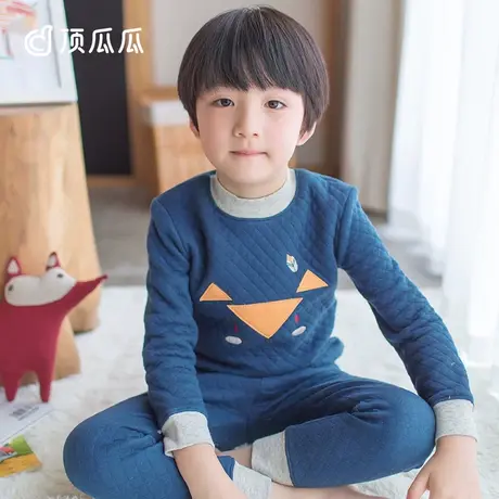 顶瓜瓜男童秋冬保暖内衣套装夹棉加厚可爱卡通舒适秋衣秋裤棉毛衫商品大图