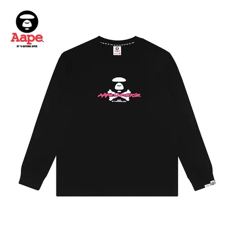 Aape男装秋冬猿颜X-BONE撞色涂鸦迷彩字母印花长袖T恤0745XXF图片
