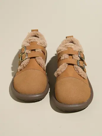 勃肯鞋女加绒保暖女鞋2023年秋冬季新款豆豆鞋平底毛毛鞋孕妇棉鞋商品大图