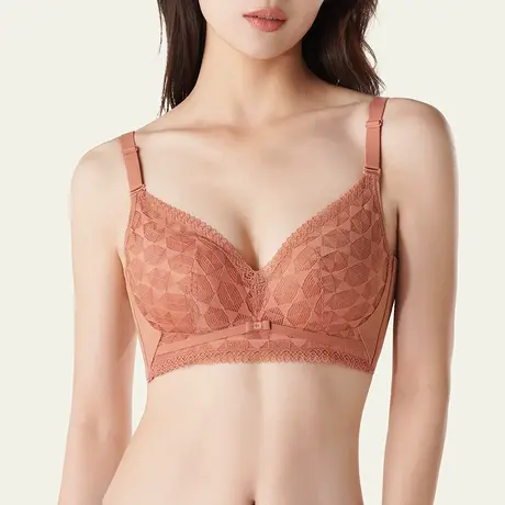 都市丽人小胸聚拢几何蕾丝上托减压透气柔软性感舒适内衣女文胸罩图片