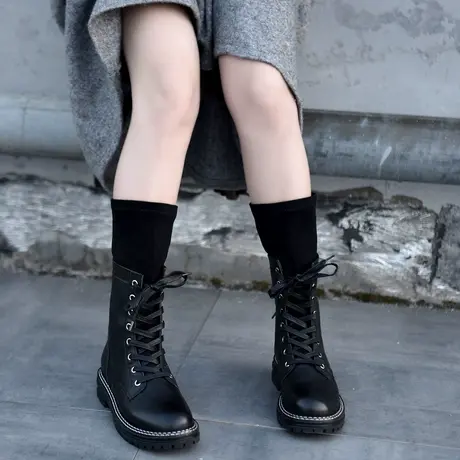 Artmu阿木鞋子女八孔马丁靴英伦风机车靴中筒靴子弹力靴断码清仓商品大图