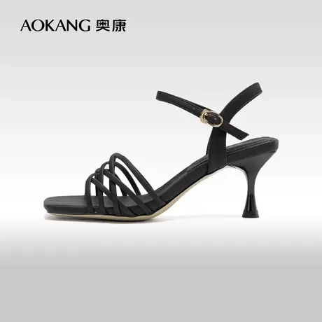 奥康女鞋 夏季气质通勤女士凉鞋罗马风方头细高跟时装凉鞋商品大图