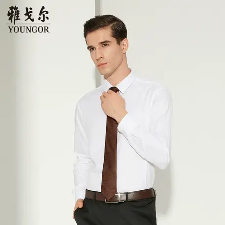 雅戈尔奥莱 商场同款男士秋季新款纯棉DP免烫白色上班衬商品大图