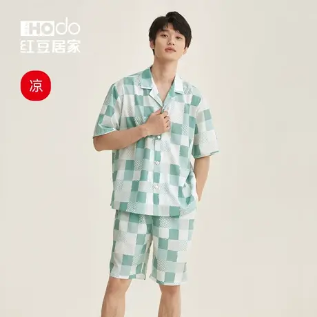 【凉感】红豆短袖情侣睡衣女夏款家居服男套装夏季2023年新款夏天商品大图