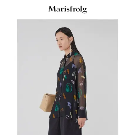 【言选好物】Marisfrolg/玛丝菲尔100%桑蚕丝长袖衬衫商品大图