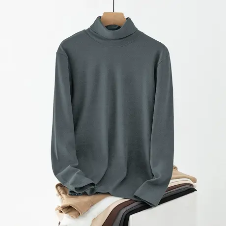 300g重磅双面绒长袖t恤男高领小衫德绒打底衫保暖内搭纯色秋衣服商品大图