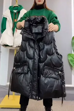 羽绒棉马甲女款时尚潮流百搭2023秋冬新款外穿背心波浪线马夹外套商品大图