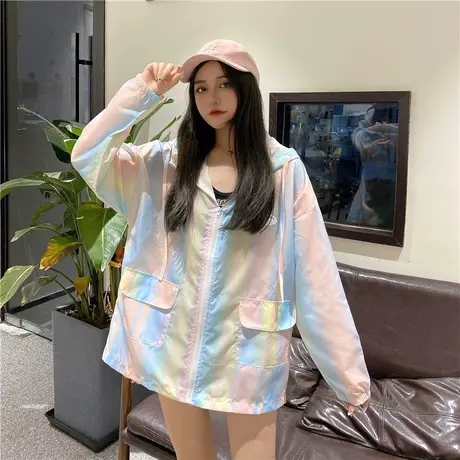 冰丝防晒衣女长袖2021年新款夏季薄款防紫外线透气中长款连帽外套图片