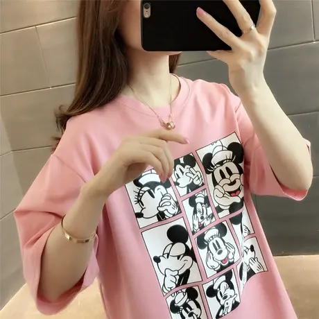 印花短袖T恤女宽松2023年夏季新款减龄韩版百搭卡通上衣半袖潮商品大图