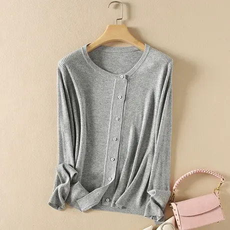 针织羊毛开衫女春装2024新款宽松软糯内搭打底衫薄款毛衣爆款外套商品大图