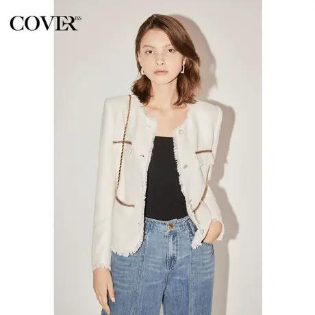 COVER秋季流苏微垫肩小香风外套商品大图