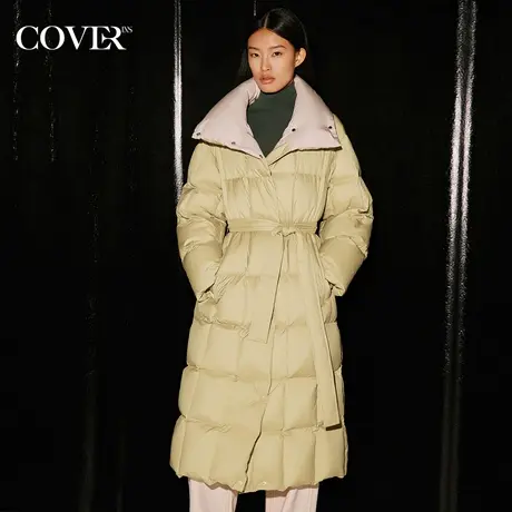 COVER冬季撞色大翻领三防羽绒服商品大图