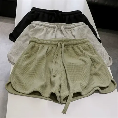 CHAO显高显现显腿长！华夫格热裤女夏季新款休闲短裤阔脚宽松韩版商品大图