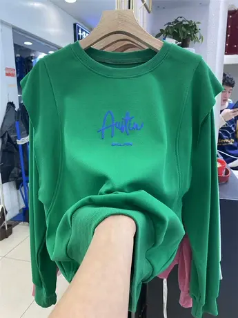 欧货字母圆领卫衣女2023春秋季新款洋气设计感休闲上衣薄款外套潮商品大图