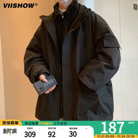 VIISHOW三合一冲锋夹克男秋冬季加绒加厚防羊羔绒棉衣潮牌夹克外商品大图