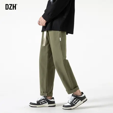 男士军绿色裤子男款美式高街直筒2024新款休闲长裤百搭工装裤宽松商品大图