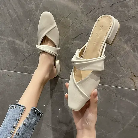 包头半拖鞋女外穿2023夏季新款百搭低跟穆勒鞋网红爆款凉拖鞋子潮商品大图