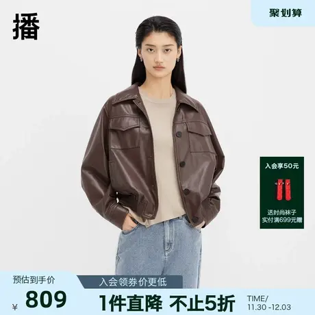 播黑色短外套女春季新款休闲宽松港风复古短图片