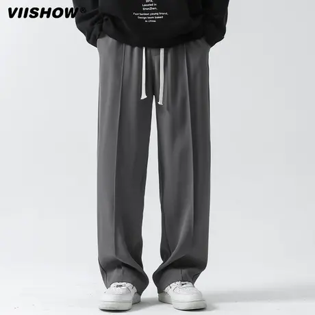 VIISHOW春秋坠感西装裤高级感宽松男款垂感直筒潮牌阔腿休闲长裤商品大图
