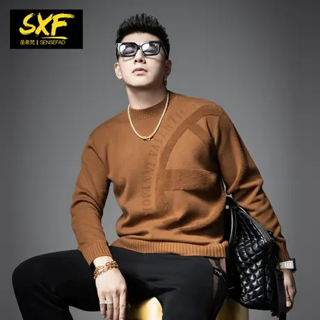 SXF圣希梵男士毛衣2023新款冬季 美拉德提花羊毛针织衫保暖上衣男图片