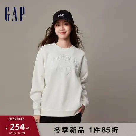 【断码优惠】Gap女装冬季LOGO抓绒圆领休闲卫衣运动上衣840925图片