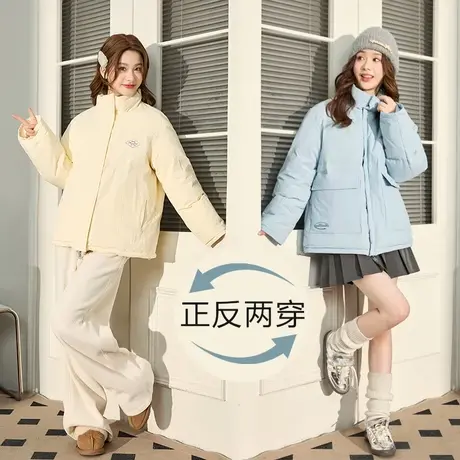 唐狮双面穿羽绒服女冬季新款韩版设计感小众甜美百搭保暖外套1.5商品大图