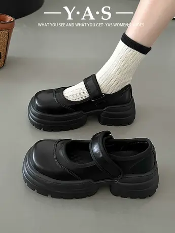 厚底松糕玛丽珍女鞋2024春季新款增高女鞋百搭运动休闲魔术贴单鞋商品大图