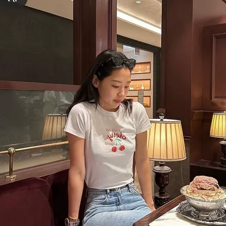 ins超火印花纯棉短袖t恤女夏季小众设计短款修身显瘦半袖百搭上衣商品大图